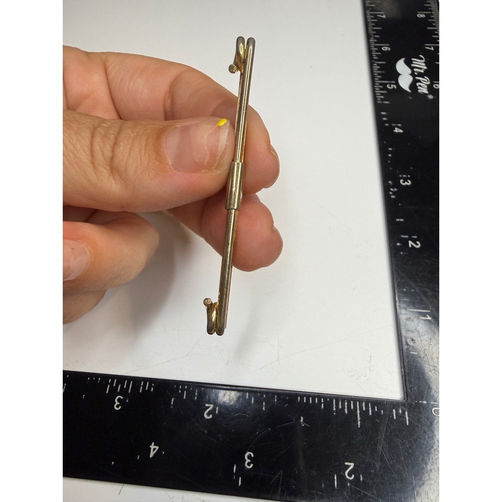 Vintage Gold Tone Collar Bar Clip Minimalist Dress Shirt Accessory